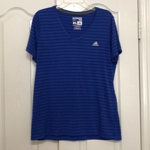 adidas Blue Striped Short Sleeve Tee